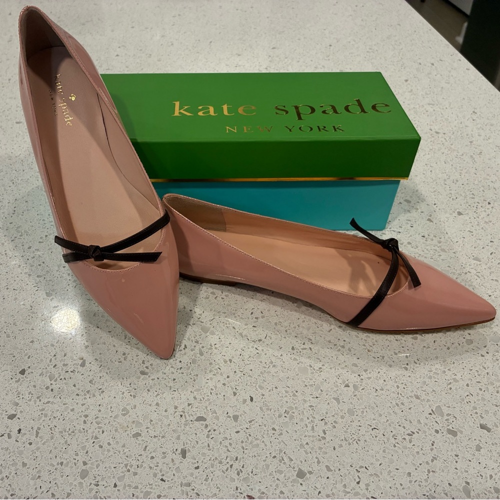 Kate Spade Delilah Pink Women's Flats with Black Bow NWT